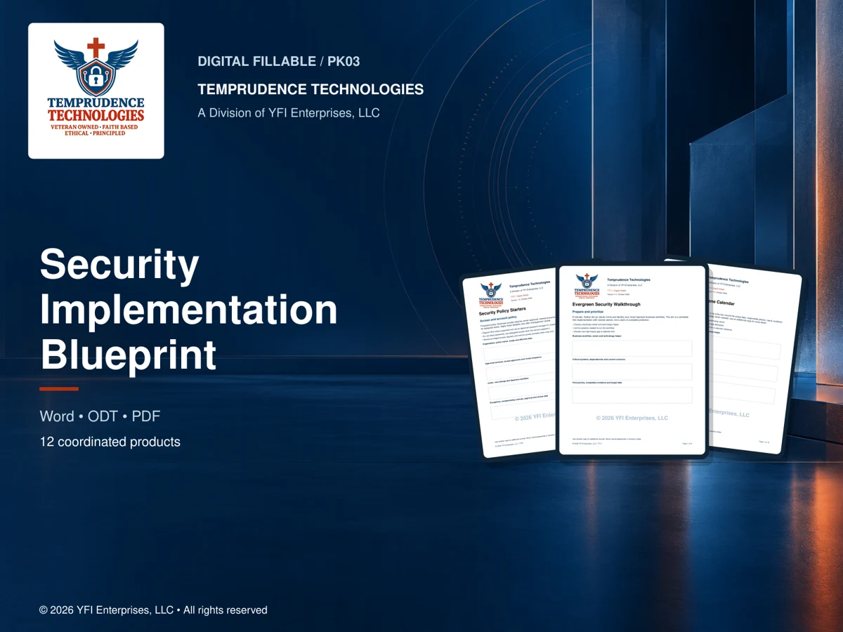 Security Implementation Blueprint digital edition with branded worksheets