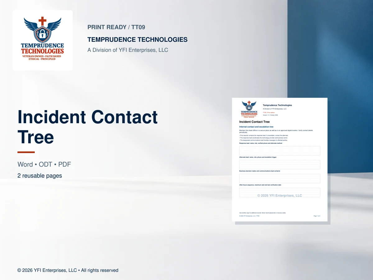 Incident Contact Tree — print edition