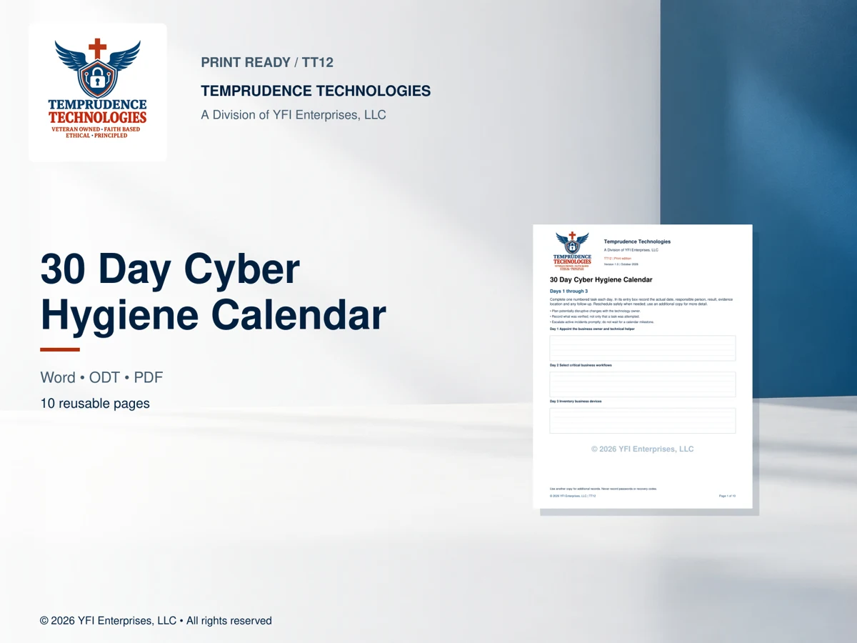 30 Day Cyber Hygiene Calendar — print edition